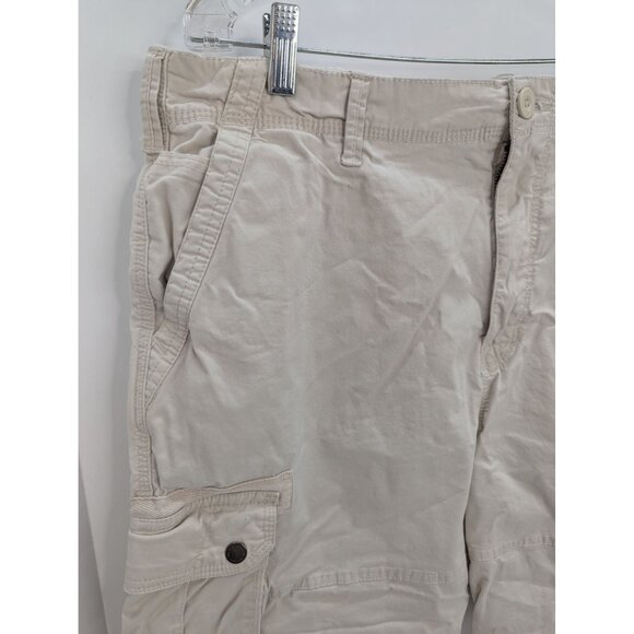 Ruff Hewn Men Beige Flat Front Cotton Blend Cargo Shorts Size 38 - Picture 2 of 10